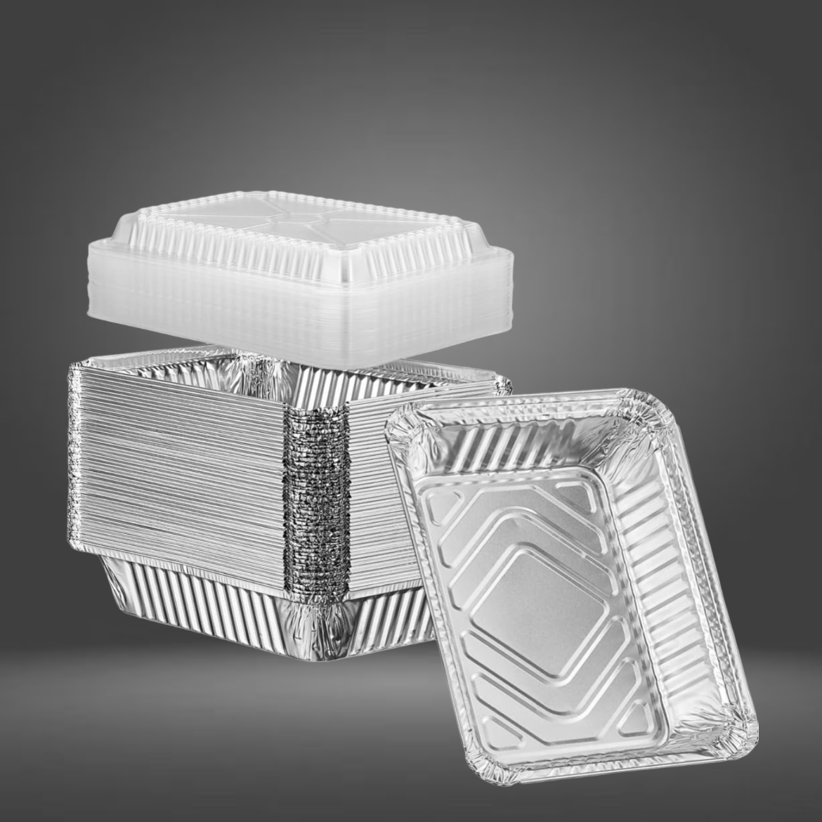Aluminium Foil Container with clear lids (2.25 Lbs) (Oblong)